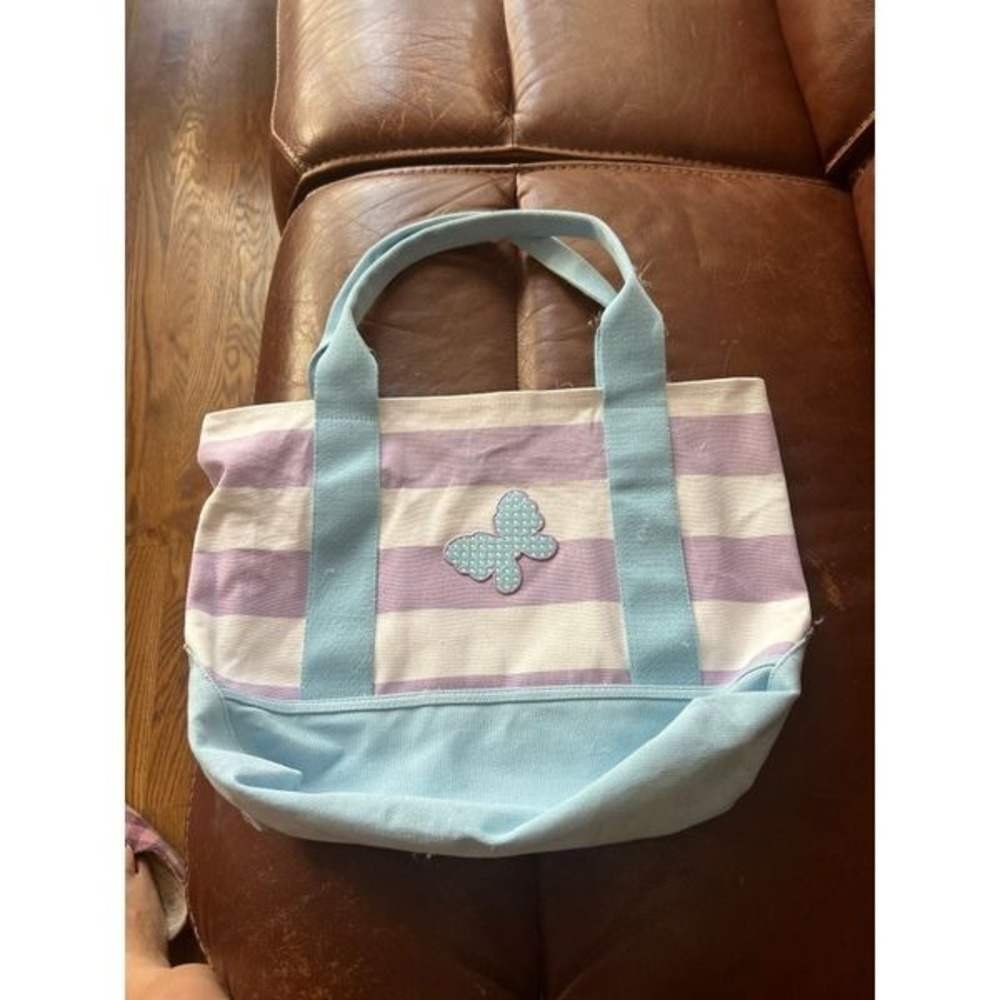 Pottery Barn Kids Purple Striped butterfly‎ Beach Tote